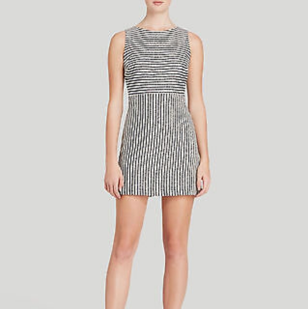 Alice + Olivia Black and White Striped Mini Dress